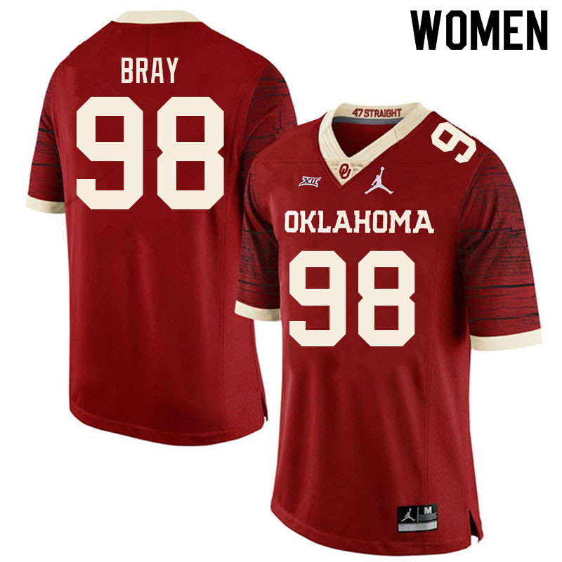 Women #98 Hayden Bray Oklahoma Sooners College Football Jerseys Sale-Retro